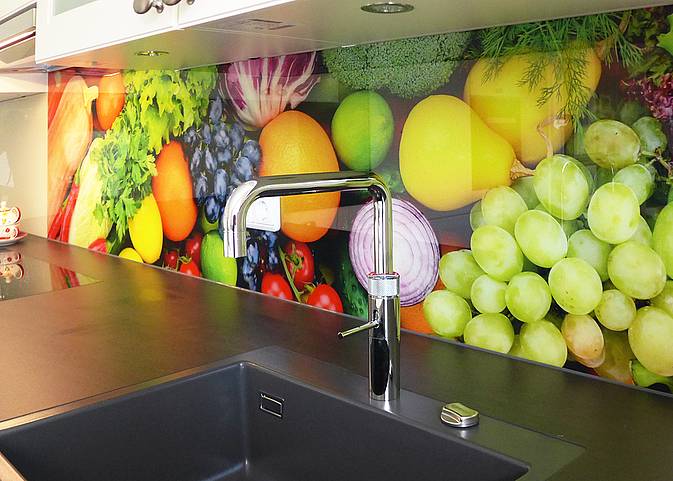 Küchenrückwand mit Digitaldruck Früchten